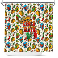 Cinco De Mayo Shower Curtain Lucha Libre Wrestler - Pop Art Comic Style Mexican Fiesta Taco
