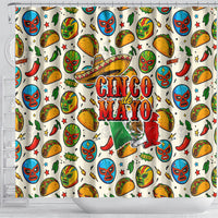 Cinco De Mayo Shower Curtain Lucha Libre Wrestler - Pop Art Comic Style Mexican Fiesta Taco