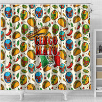 Cinco De Mayo Shower Curtain Lucha Libre Wrestler - Pop Art Comic Style Mexican Fiesta Taco