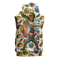 Cinco De Mayo Sleeveless Hoodie Lucha Libre Wrestler - Pop Art Comic Style Mexican Fiesta Taco