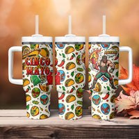 Cinco De Mayo Tumbler With Handle Lucha Libre Wrestler - Pop Art Comic Style Mexican Fiesta Taco