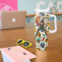 Cinco De Mayo Tumbler With Handle Lucha Libre Wrestler - Pop Art Comic Style Mexican Fiesta Taco