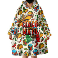 Cinco De Mayo Wearable Blanket Hoodie Lucha Libre Wrestler - Pop Art Comic Style Mexican Fiesta Taco