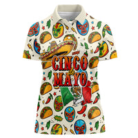 Cinco De Mayo Women Polo Shirt Lucha Libre Wrestler - Pop Art Comic Style Mexican Fiesta Taco
