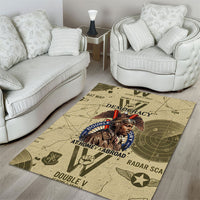 Double V Campaign Tuskegee Airmen Area Rug Vintage Military Aviation P-51 Mustang World War II Art