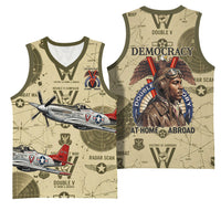 Double V Campaign Tuskegee Airmen Basketball Jersey Vintage Military Aviation P-51 Mustang World War II Art