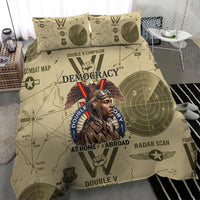 Double V Campaign Tuskegee Airmen Bedding Set Vintage Military Aviation P-51 Mustang World War II Art