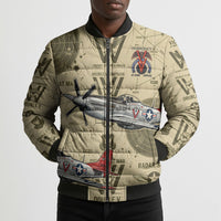Double V Campaign Tuskegee Airmen Bomber Puffer Jacket Vintage Military Aviation P-51 Mustang World War II Art