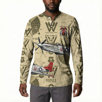 Double V Campaign Tuskegee Airmen Button Sweatshirt Vintage Military Aviation P-51 Mustang World War II Art