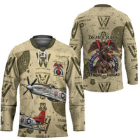 Double V Campaign Tuskegee Airmen Hockey Jersey Vintage Military Aviation P-51 Mustang World War II Art