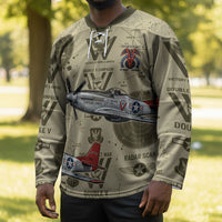 Double V Campaign Tuskegee Airmen Hockey Jersey Vintage Military Aviation P-51 Mustang World War II Art