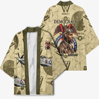 Double V Campaign Tuskegee Airmen Kimono Vintage Military Aviation P-51 Mustang World War II Art