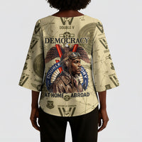 Double V Campaign Tuskegee Airmen Kimono Sleeve Blouse Vintage Military Aviation P-51 Mustang World War II Art