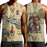 Double V Campaign Tuskegee Airmen Men Tank Top Vintage Military Aviation P-51 Mustang World War II Art