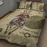 Double V Campaign Tuskegee Airmen Quilt Bed Set Vintage Military Aviation P-51 Mustang World War II Art