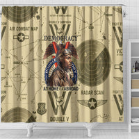 Double V Campaign Tuskegee Airmen Shower Curtain Vintage Military Aviation P-51 Mustang World War II Art