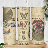 Double V Campaign Tuskegee Airmen Skinny Tumbler Vintage Military Aviation P-51 Mustang World War II Art