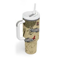 Double V Campaign Tuskegee Airmen Tumbler With Handle Vintage Military Aviation P-51 Mustang World War II Art