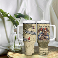 Double V Campaign Tuskegee Airmen Tumbler With Handle Vintage Military Aviation P-51 Mustang World War II Art