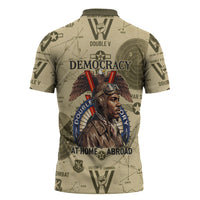 Double V Campaign Tuskegee Airmen Zipper Polo Shirt Vintage Military Aviation P-51 Mustang World War II Art