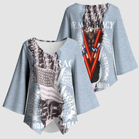 Double V Campaign American Democracy Kimono Sleeve Blouse Military Buffalo Soldiers World War II Heritage Art