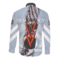 Double V Campaign American Democracy Long Sleeve Button Shirt Military Buffalo Soldiers World War II Heritage Art