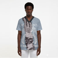Double V Campaign American Democracy Scrub Top Military Buffalo Soldiers World War II Heritage Art