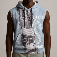 Double V Campaign American Democracy Sleeveless Hoodie Military Buffalo Soldiers World War II Heritage Art