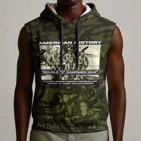 Double V Campaign American History 1942 Sleeveless Hoodie Military Camouflage Tuskegee Airmen World War II