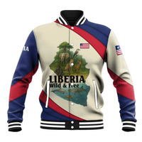 Liberia Wildlife Baseball Jacket with African Safari and Ocean Marine Life Design