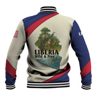 Liberia Wildlife Baseball Jacket with African Safari and Ocean Marine Life Design