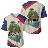 Liberia Wildlife Baseball Jersey with African Safari and Ocean Marine Life Design