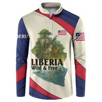 Liberia Wildlife Button Sweatshirt with African Safari and Ocean Marine Life Design