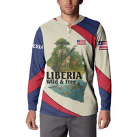 Liberia Wildlife Button Sweatshirt with African Safari and Ocean Marine Life Design