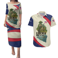 Liberia Wildlife Couples Matching Puletasi and Hawaiian Shirt with African Safari and Ocean Marine Life Design