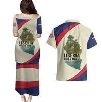 Liberia Wildlife Couples Matching Puletasi and Hawaiian Shirt with African Safari and Ocean Marine Life Design