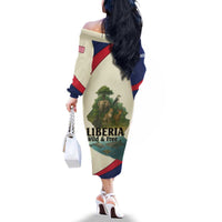 Liberia Wildlife Family Matching Off The Shoulder Long Sleeve Dress and Hawaiian Shirt with African Safari and Ocean Marine Life Design