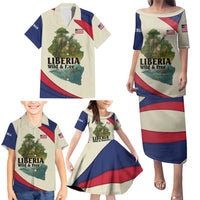 Liberia Wildlife Family Matching Puletasi and Hawaiian Shirt with African Safari and Ocean Marine Life Design