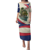 Liberia Wildlife Family Matching Puletasi and Hawaiian Shirt with African Safari and Ocean Marine Life Design