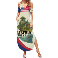 Liberia Wildlife Family Matching Summer Maxi Dress and Hawaiian Shirt with African Safari and Ocean Marine Life Design