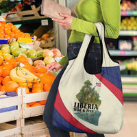 Liberia Wildlife Grocery Bag with African Safari and Ocean Marine Life Design