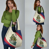 Liberia Wildlife Grocery Bag with African Safari and Ocean Marine Life Design