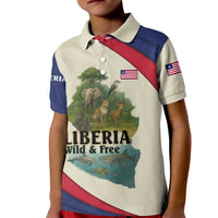 Liberia Wildlife Kid Polo Shirt with African Safari and Ocean Marine Life Design