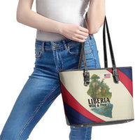 Liberia Wildlife Leather Tote Bag with African Safari and Ocean Marine Life Design
