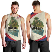 Liberia Wildlife Men Tank Top with African Safari and Ocean Marine Life Design