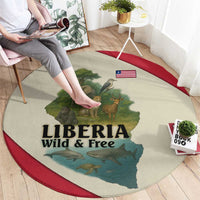 Liberia Wildlife Round Carpet with African Safari and Ocean Marine Life Design