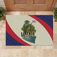 Liberia Wildlife Rubber Doormat with African Safari and Ocean Marine Life Design