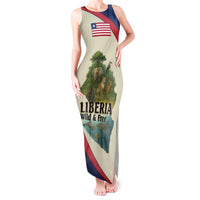 Liberia Wildlife Tank Maxi Dress with African Safari and Ocean Marine Life Design