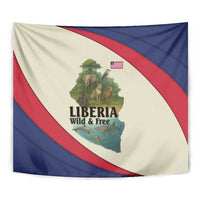 Liberia Wildlife Tapestry with African Safari and Ocean Marine Life Design