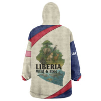 Liberia Wildlife Wearable Blanket Hoodie with African Safari and Ocean Marine Life Design